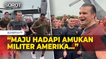 WARNING! Menteri Perang AS Olahraga Bareng Para Marinir, Iran Diberi Ancaman