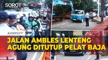 Jalan Ambles Lenteng Agung Dipasang Pelat Baja Sementara, Antisipasi Kendaraan Terperosok