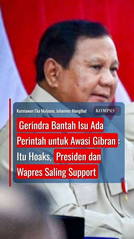 Gerindra Bantah Isu Perintah Awasi Gibran: Itu Hoaks, Presiden Dan Wapres Saling Support