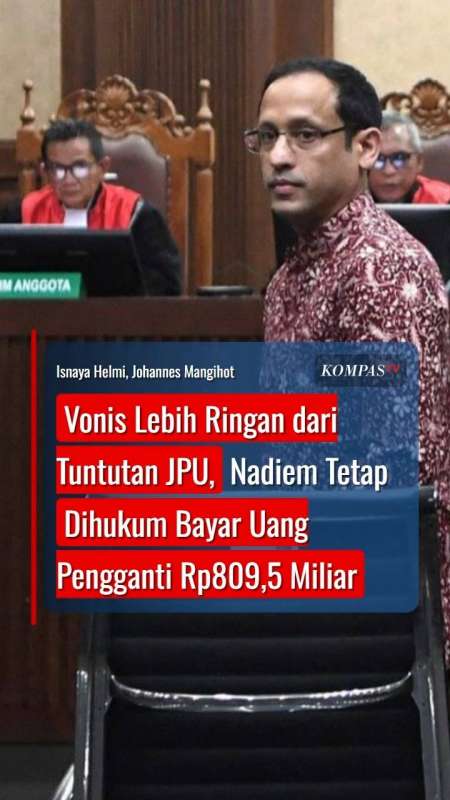 Vonis Lebih Ringan dari Tuntutan JPU, Nadiem Tetap Dihukum Uang Pengganti Rp809,5 Miliar