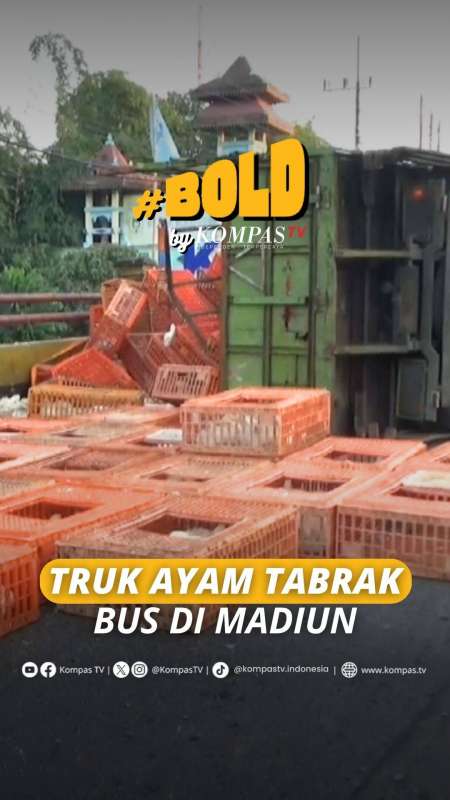 TRUK AYAM TABRAK BUS DI MADIUN