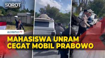 Detik-Detik Mahasiswa Unram Cegat Mobil Prabowo, Beri Kertas Berisi Tuntutan