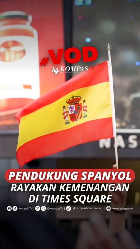 PENDUKUNG SPANYOL RAYAKAN KEMENANGAN DI TIMES SQUARE