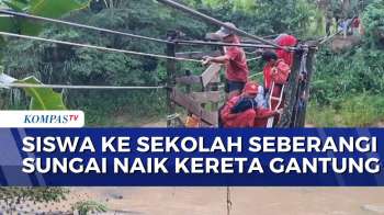Tak Ada Jembatan, Siswa Desa Santan Ulu Kaltim Seberangi Sungai Dengan Kereta Gantung