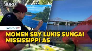 Momen SBY Lukis Keindahan Sungai Mississippi AS
