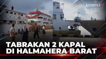 Detik-Detik 2 Kapal Penumpang Tabrakan di Pelabuhan Halmahera Barat | KOMPAS PETANG