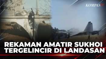 Rekaman Video Amatir Pesawat Sukhoi TNI AU Tergelincir Di Landasan Pacu Maros | KOMPAS PETANG