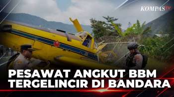 Angin Kencang Diduga Sebabkan Pesawat Pengangkut BBM Tergelincir | SAPA MALAM