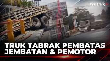 Terekam CCTV! Detik-Detik Truk Hilang Kendali, Tabrak Pembatas Jembatan Dan Pemotor | SAPA MALAM