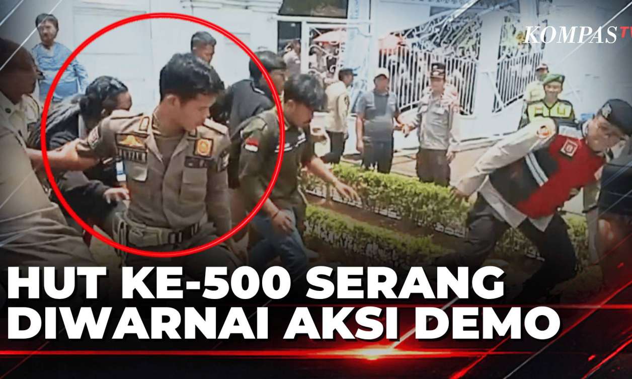 Aksi Saling Dorong Mewarnai HUT ke-500 Kabupaten Serang, Mahasiswa ...
