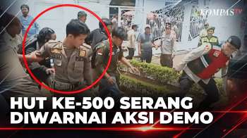 Aksi Saling Dorong Mewarnai HUT Ke-500 Kabupaten Serang, Mahasiswa Desak Bertemu Bupati |KOMPAS PAGI