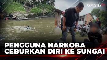 Detik-Detik Pengguna Narkoba Ceburkan Diri Ke Sungai | KOMPAS PETANG