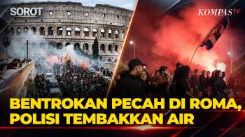 RICUH! Bentrokan Pecah di Roma, Polisi Tembakkan Meriam Air ke Demonstran