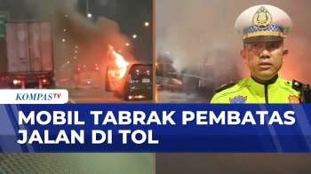 Mobil Terbakar Usai Tabrak Pembatas Jalan Di Tol Lingkar Luar Cengkareng | SAPA PAGI