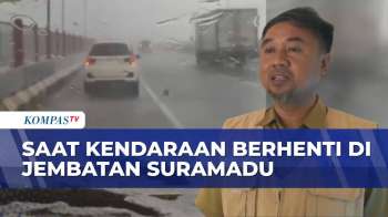 Hujan Badai Terjang Jembatan Suramadu, Begini Penampakan Pengendara Motor Dan Mobil Terpaksa Menepi