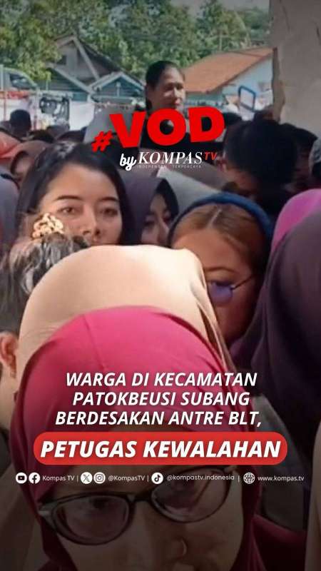WARGA DI KECAMATAN PATOKBEUSI SUBANG BERDESAKAN ANTRE BLT, PETUGAS KEWALAHAN