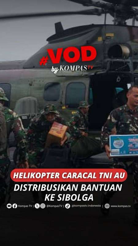 HELIKOPTER CARACAL TNI AU DISTRIBUSIKAN BANTUAN KE SIBOLGA