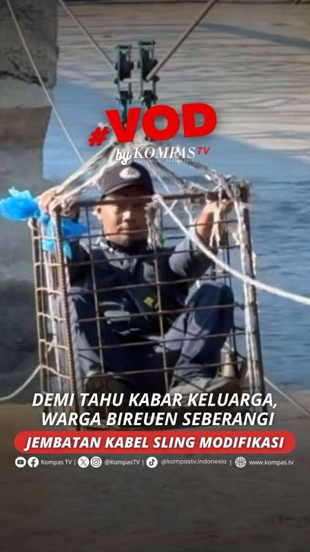 DEMI TAHU KABAR KELUARGA, WARGA BIREUEN SEBERANGI JEMBATAN KABEL SLING MODIFIKASI