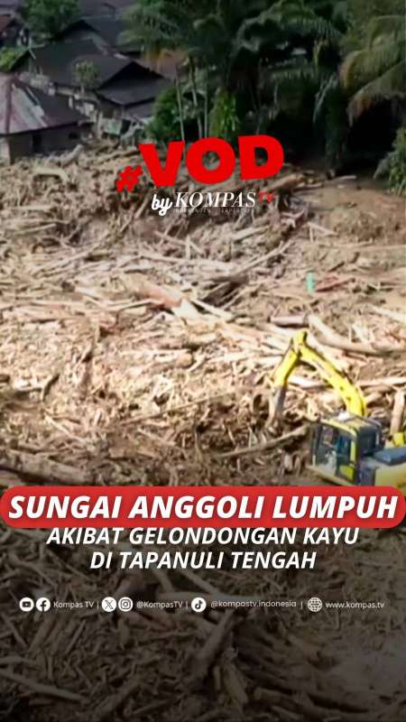 SUNGAI ANGGOLI DI TAPANULI TENGAH LUMPUH AKIBAT GELONDONGAN KAYU
