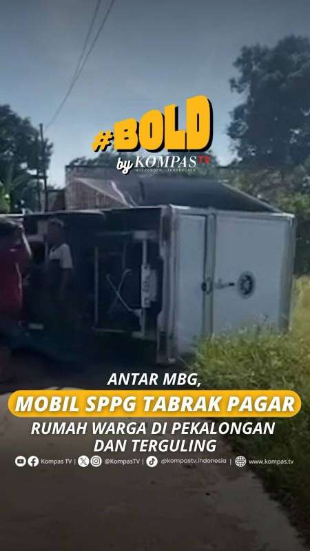 ANTAR MBG, MOBIL SPPG TABRAK PAGAR RUMAH WARGA DI PEKALONGAN DAN TERGULING