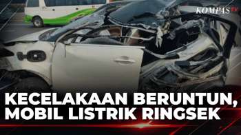 Kecelakaan Beruntun di Tol Ancol, Mobil Listrik Terjepit Truk dan Bus TransJakarta | KOMPAS PETANG