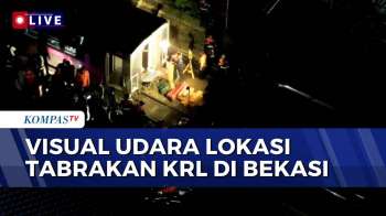 Beginilah Visual Drone Lokasi Tabrakan KRL & KA Argo Bromo Anggrek Di Stasiun Bekasi