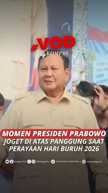 MOMEN PRESIDEN PRABOWO JOGET DI ATAS PANGGUNG SAAT PERAYAAN HARI BURUH 2026