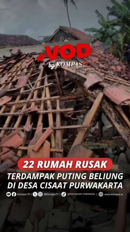 22 RUMAH RUSAK TERDAMPAK PUTING BELIUNG DI DESA CISAAT PURWAKARTA