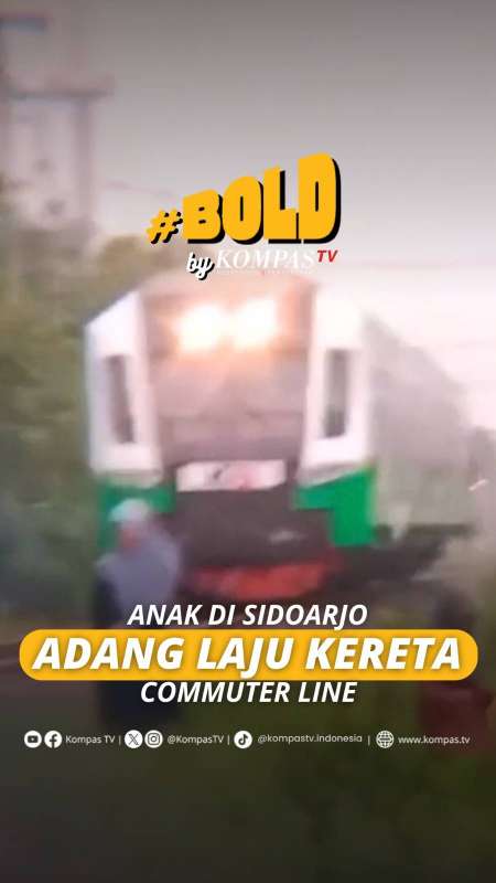 ANAK DI SIDOARJO ADANG LAJU KERETA COMMUTER LINE