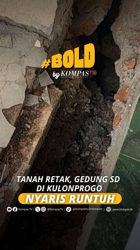 TANAH RETAK, GEDUNG SD DI KULONPROGO NYARIS RUNTUH