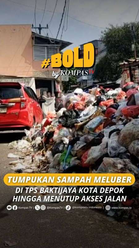 TUMPUKAN SAMPAH MELUBER DI TPS BAKTIJAYA KOTA DEPOK HINGGA MENUTUP AKSES JALAN