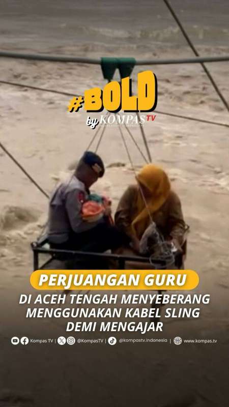 PERJUANGAN GURU DI ACEH TENGAH MENYEBERANG MENGGUNAKAN KABEL SLING DEMI MENGAJAR