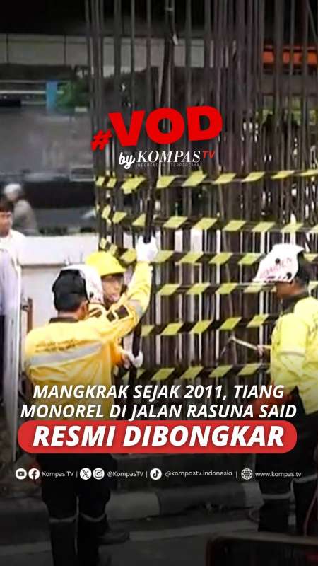 MANGKRAK SEJAK 2011, TIANG MONOREL DI JALAN RASUNA SAID RESMI DIBONGKAR