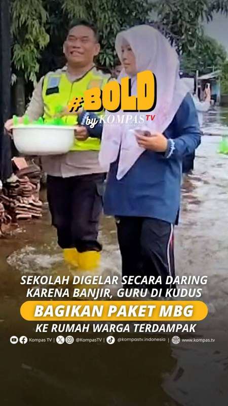 SEKOLAH DIGELAR SECARA DARING KARENA BANJIR, GURU DI KUDUS BAGIKAN PAKET MBG KE WARGA