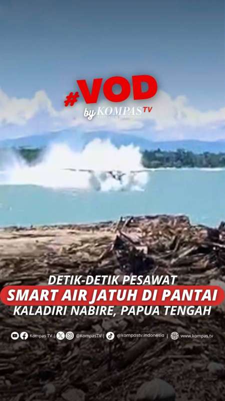 DETIK-DETIK PESAWAT SMART AIR JATUH DI PANTAI KALADIRI NABIRE, PAPUA TENGAH 