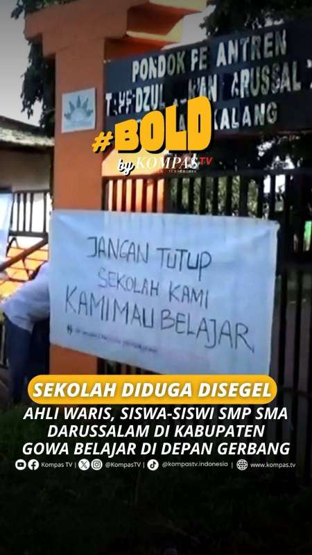 SEKOLAH DIDUGA DISEGEL AHLI WARIS, SISWA-SISWI SMP SMA DARUSSALAM BELAJAR DI DEPAN GERBANG