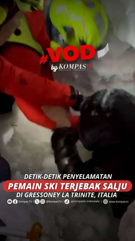 DETIK-DETIK PENYELAMATAN PEMAIN SKI TERJEBAK SALJU DI GRESSONEY LA TRINITE, ITALIA