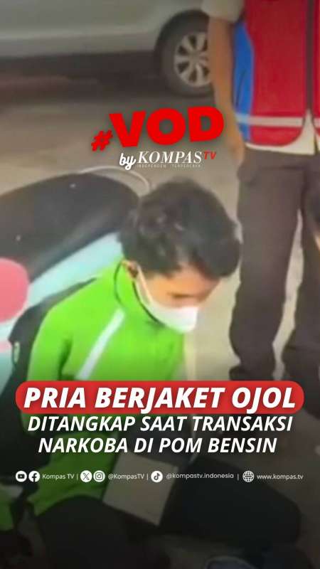 PRIA BERJAKET OJOL DITANGKAP SAAT TRANSAKSI NARKOBA DI POM BENSIN
