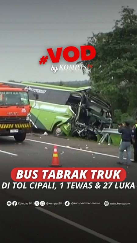 BUS TABRAK TRUK DI TOL CIPALI, 1 TEWAS & 27 LUKA