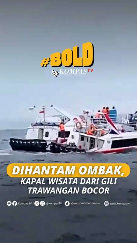 DIHANTAM OMBAK, KAPAL WISATA DARI GILI TRA