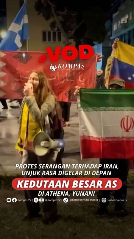 PROTES SERANGAN TERHADAP IRAN, UNJUK RASA DIGELAR DI DEPAN KEDUTAAN BESAR AS DI ATHENA