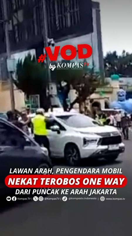 LAWAN ARAH, PENGENDARA MOBIL NEKAT TEROBOS ONE WAY DARI PUNCAK KE ARAH JAKARTA