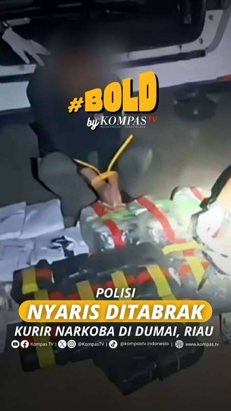POLISI NYARIS DITABRAK KURIR NARKOBA DI DUMAI, RIAU 