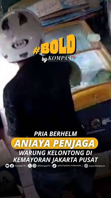 PRIA BERHELM ANIAYA PENJAGA WARUNG KELONTONG DI KEMAYORAN JAKARTA PUSAT 