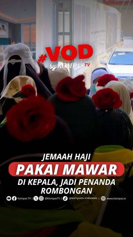 JEMAAH HAJI PAKAI MAWAR DI KEPALA, JADI PENANDA ROMBONGAN