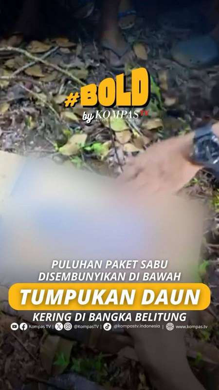 PULUHAN PAKET SABU DISEMBUNYIKAN DI BAWAH TUMPUKAN DAUN KERING DI BANGKA BELITUNG