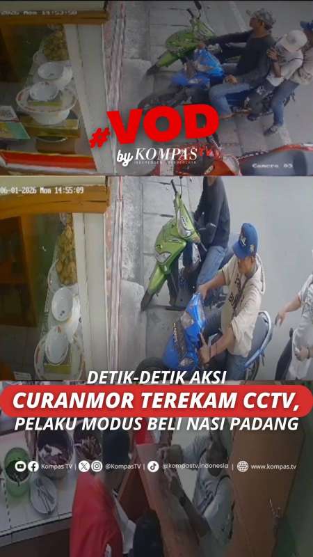 DETIK-DETIK AKSI CURANMOR TEREKAM CCTV, PELAKU MODUS BELI NASI PADANG