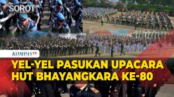 Dimulai! HUT Bhayangkara Ke-80: Tujuh Resimen Pasukan Masuk Lapangan, Serukan Yel-Yel Semangat