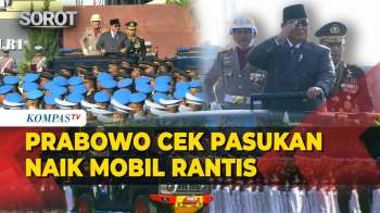 Momen Prabowo Cek Pasukan HUT Bhayangkara Ke-80 Dari Atas Mobil Rantis Bersama Kapolri