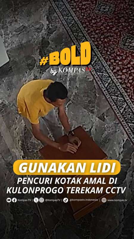 GUNAKAN LIDI, PENCURI KOTAK AMAL DI KULONPROGO TEREKAM CCTV 